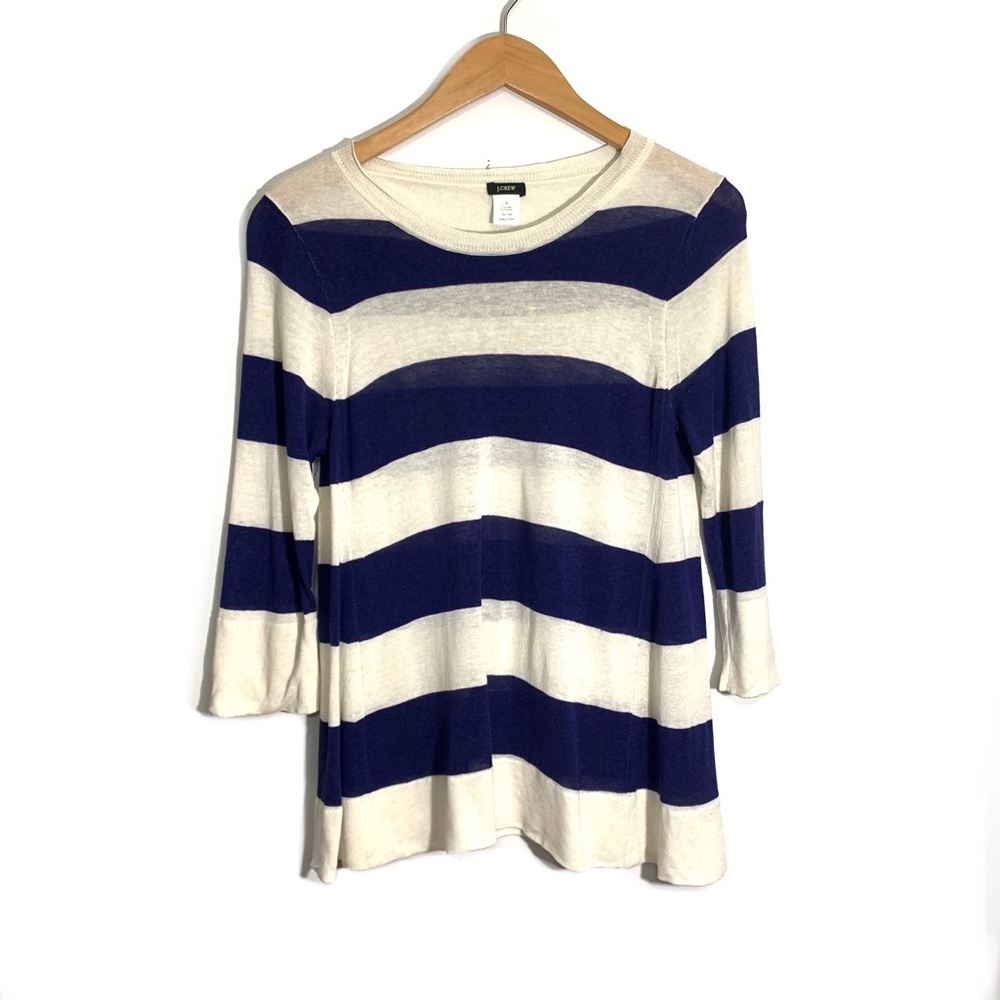 J. Crew Striped Swingtime Blue White Top Small S